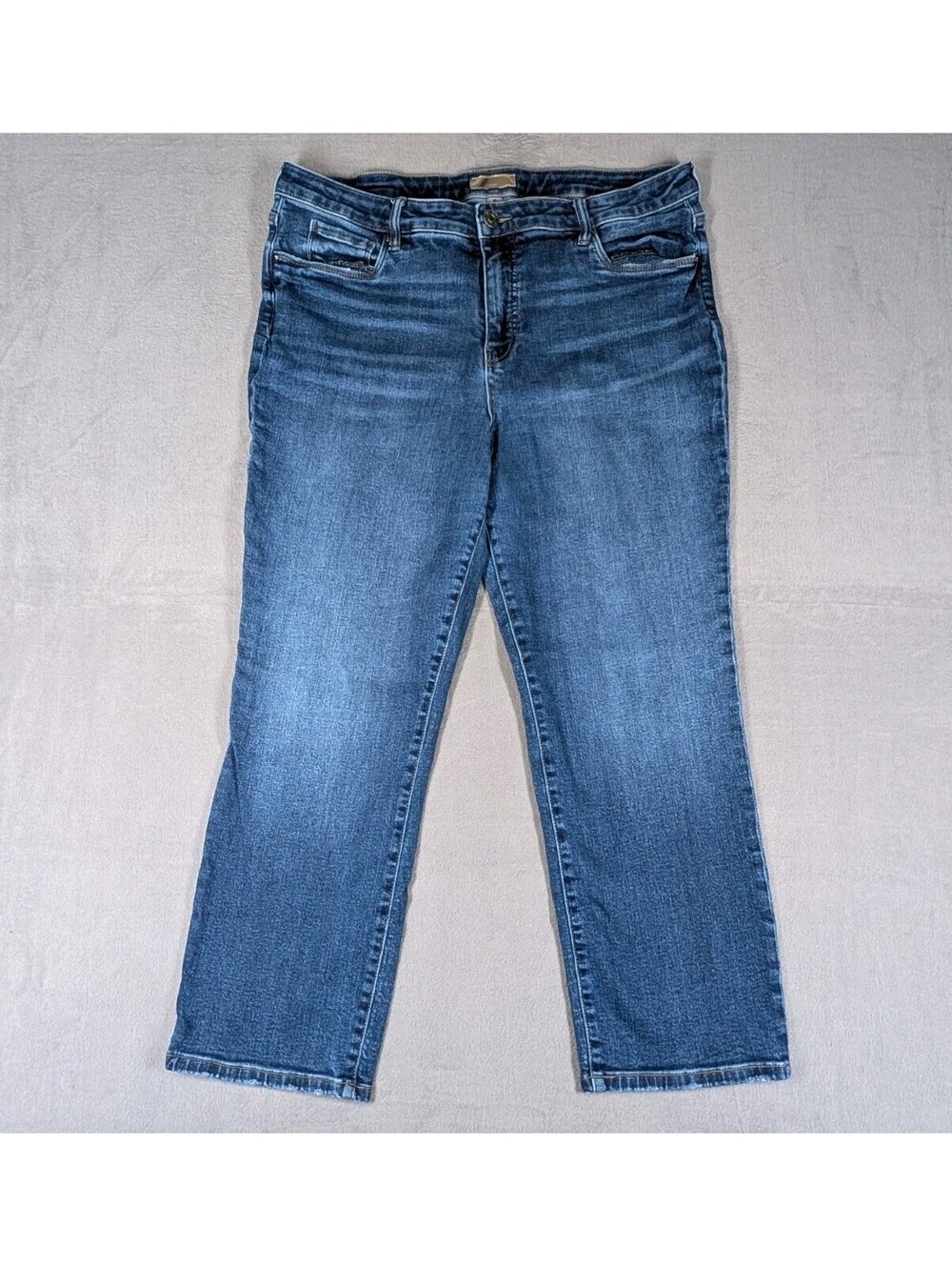 Kut From The Kloth Womens 16 Reese High Rise Ankle Straight Leg Jeans Blue Denim